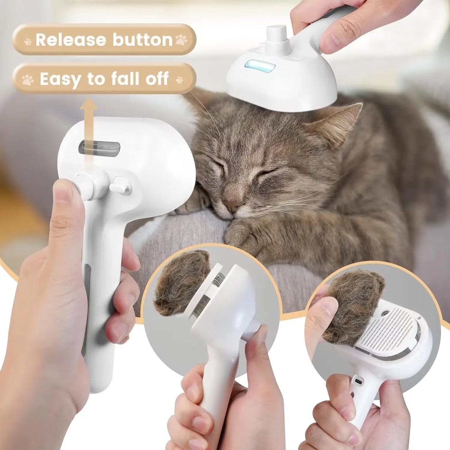 Absolute 3 in 1 Electric Spray Dog & Cat Hair Brush for Massage/Pet Grooming/Hair Removal