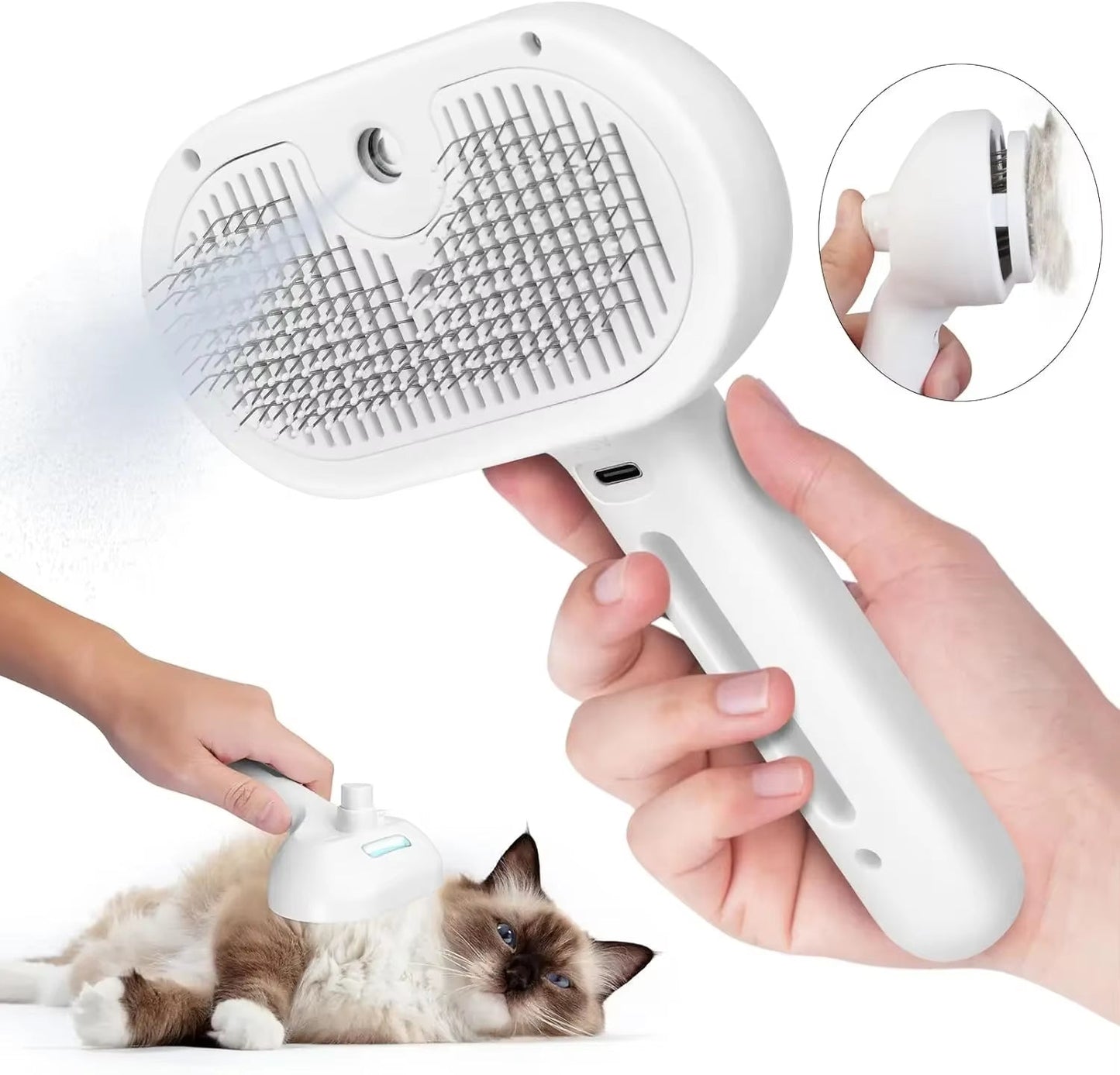 Absolute 3 in 1 Electric Spray Dog & Cat Hair Brush for Massage/Pet Grooming/Hair Removal