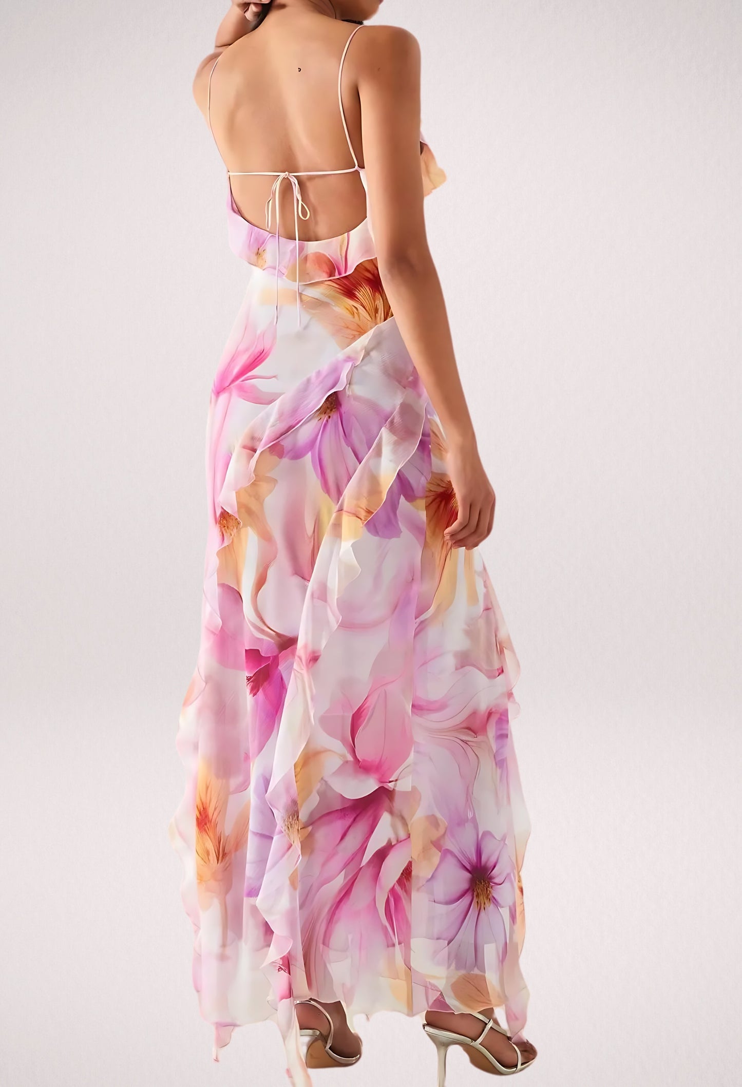 Nylah | Floral Ruffle Maxi Jurk