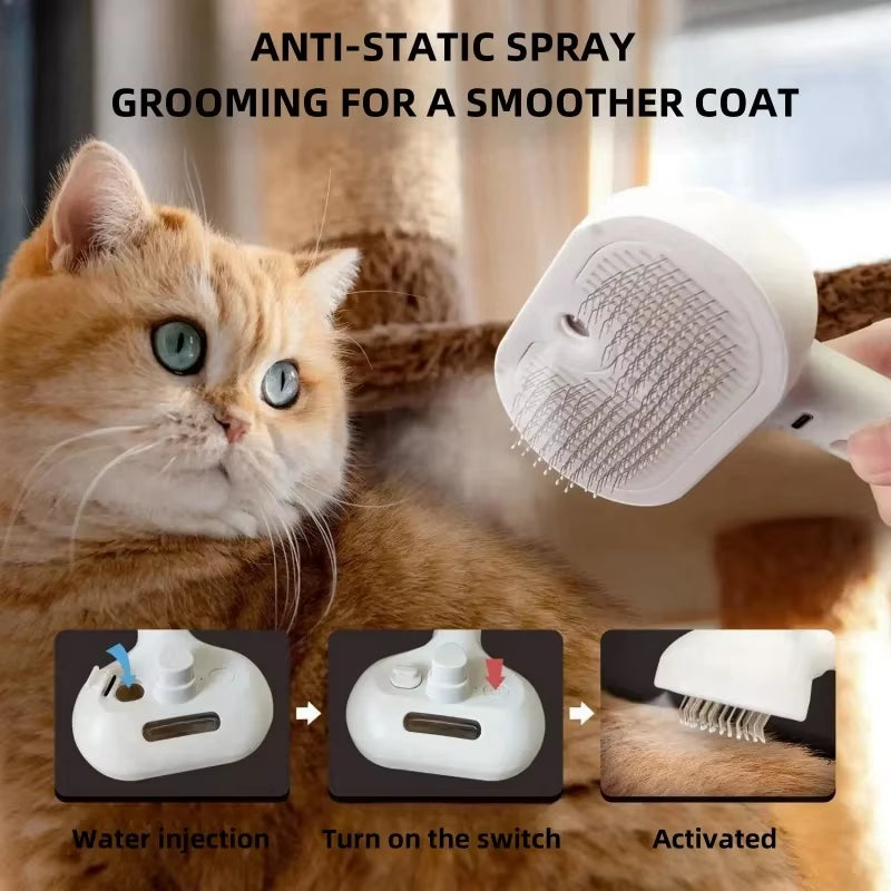 Absolute 3 in 1 Electric Spray Dog & Cat Hair Brush for Massage/Pet Grooming/Hair Removal
