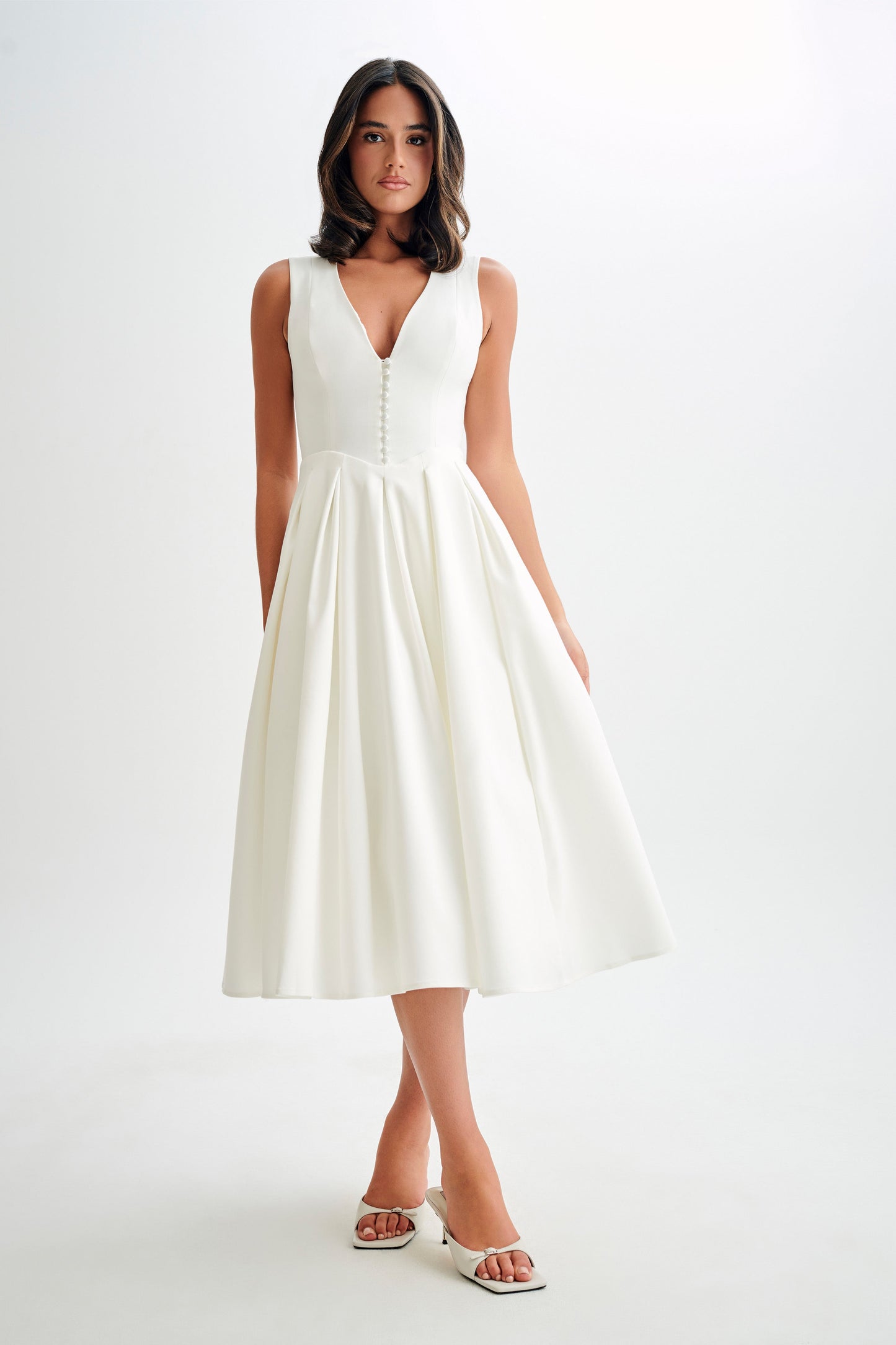 Lunara Midi Dress – White Whisper