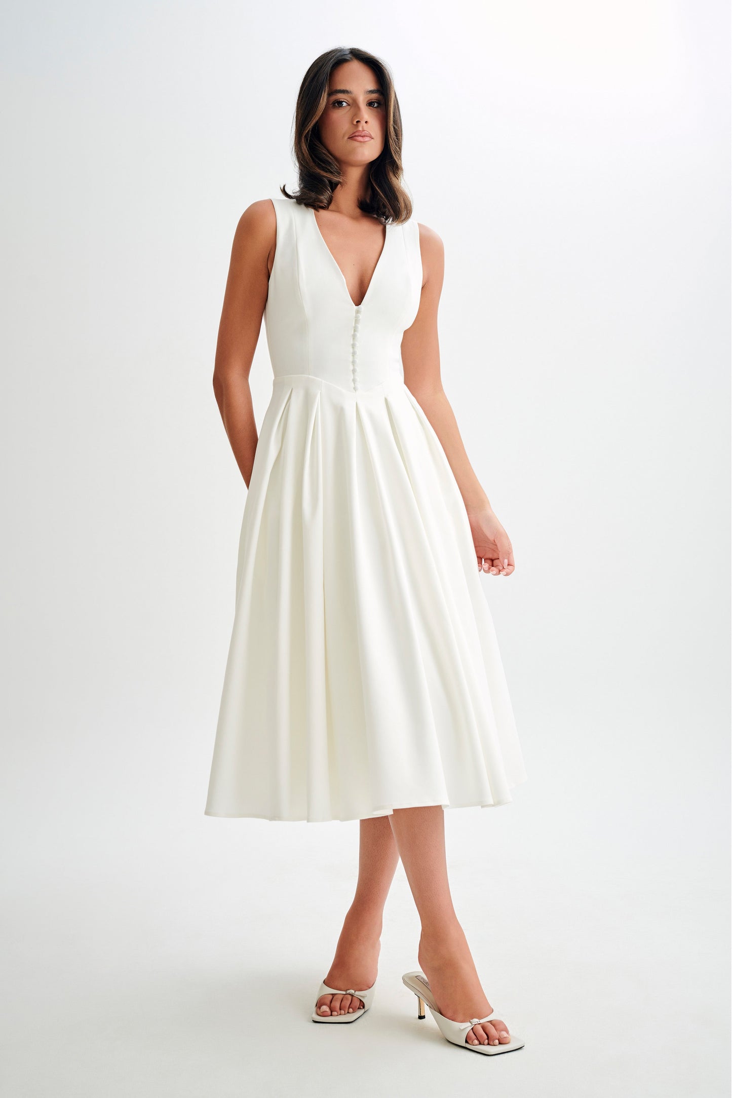 Lunara Midi Dress – White Whisper