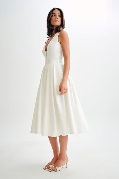 Lunara Midi Dress – White Whisper