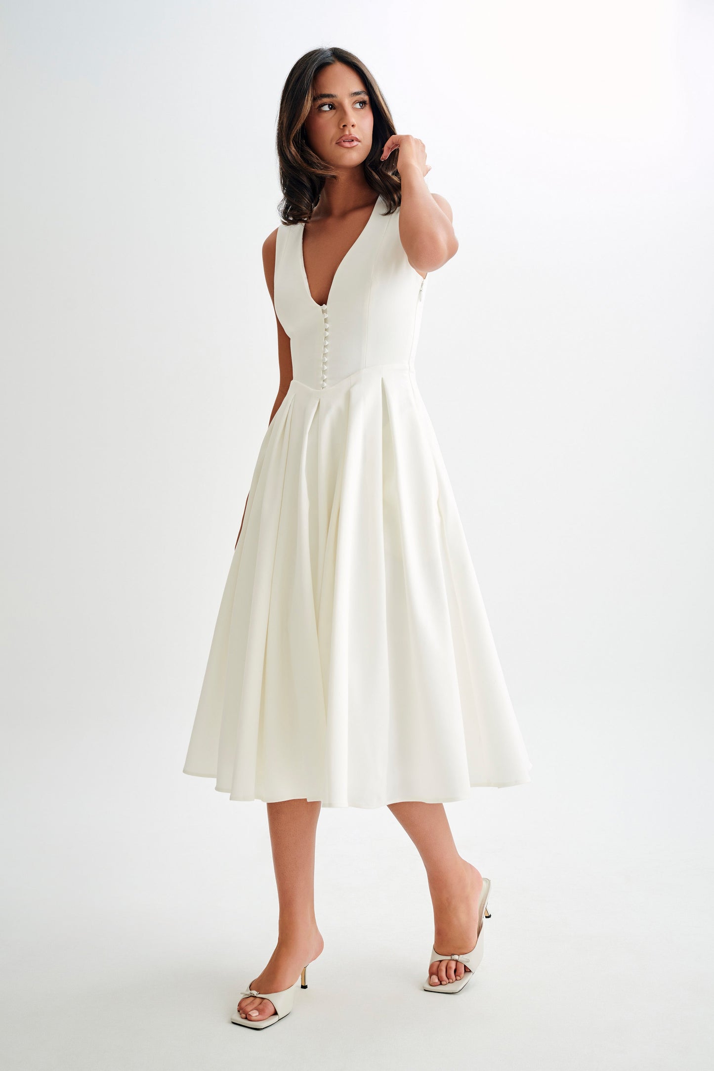 Lunara Midi Dress – White Whisper