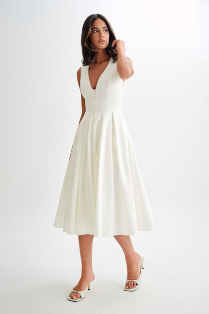 Lunara Midi Dress – White Whisper