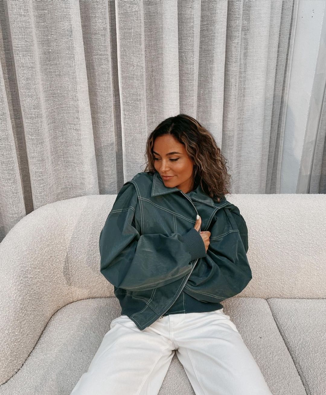 Lara - Leather Bomber Jacket