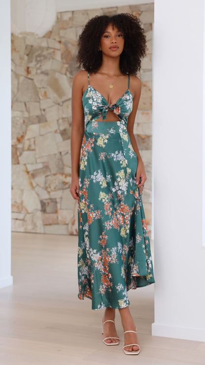 Dreamers Midi Jurk - Groen Floral