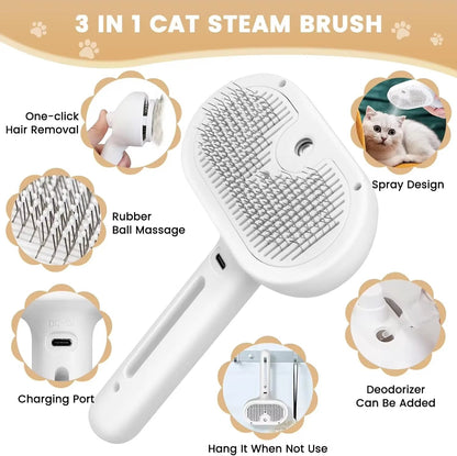 Absolute 3 in 1 Electric Spray Dog & Cat Hair Brush for Massage/Pet Grooming/Hair Removal