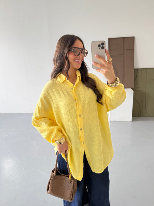 Chemise gaze de coton jaune