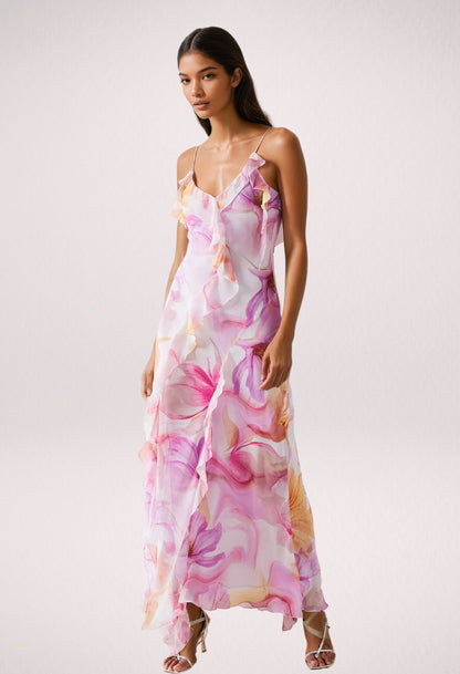 Nylah | Floral Ruffle Maxi Jurk