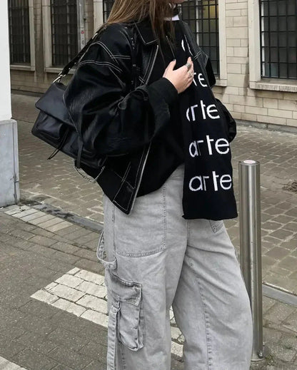 Lara - Leather Bomber Jacket