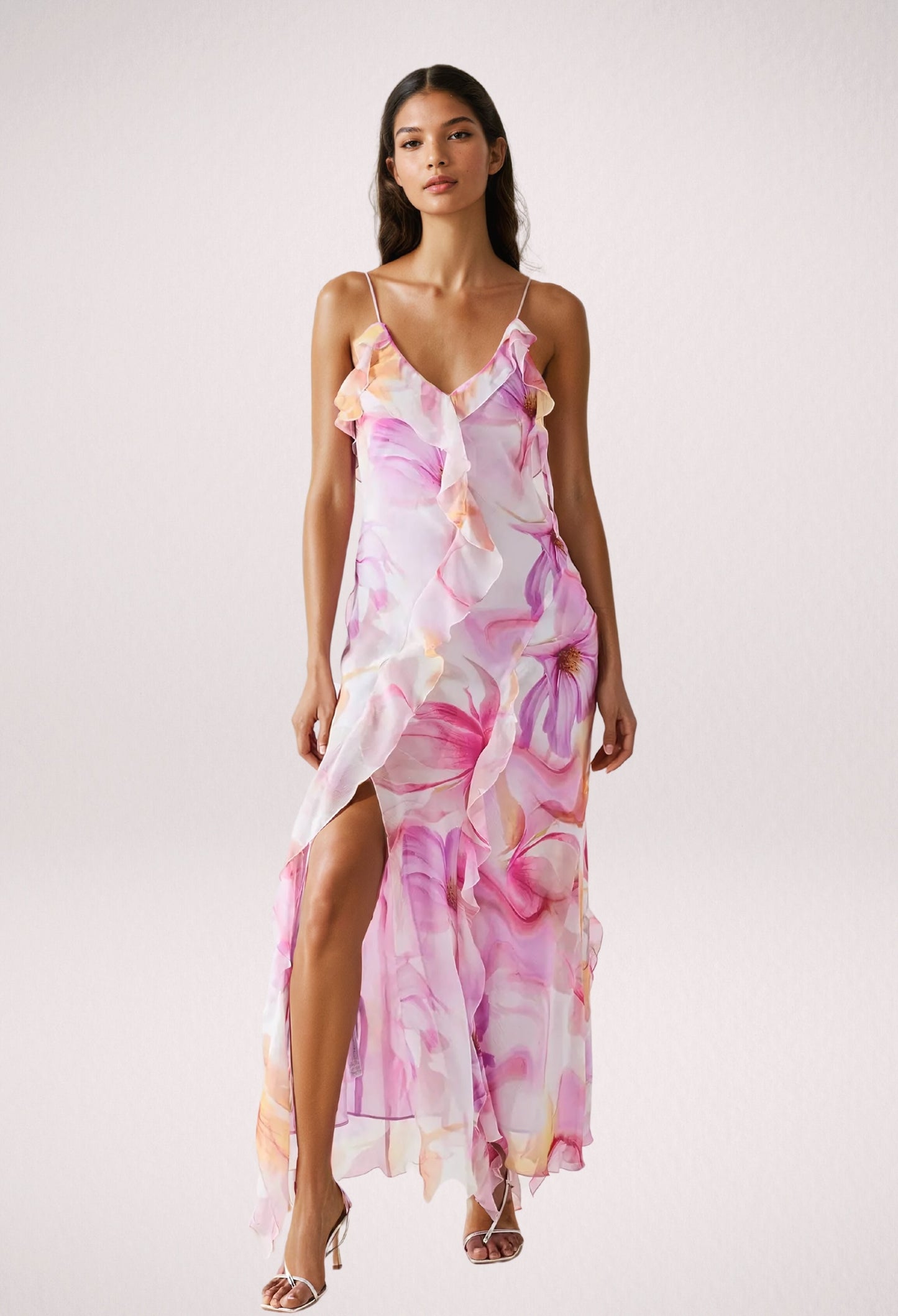 Nylah | Floral Ruffle Maxi Jurk