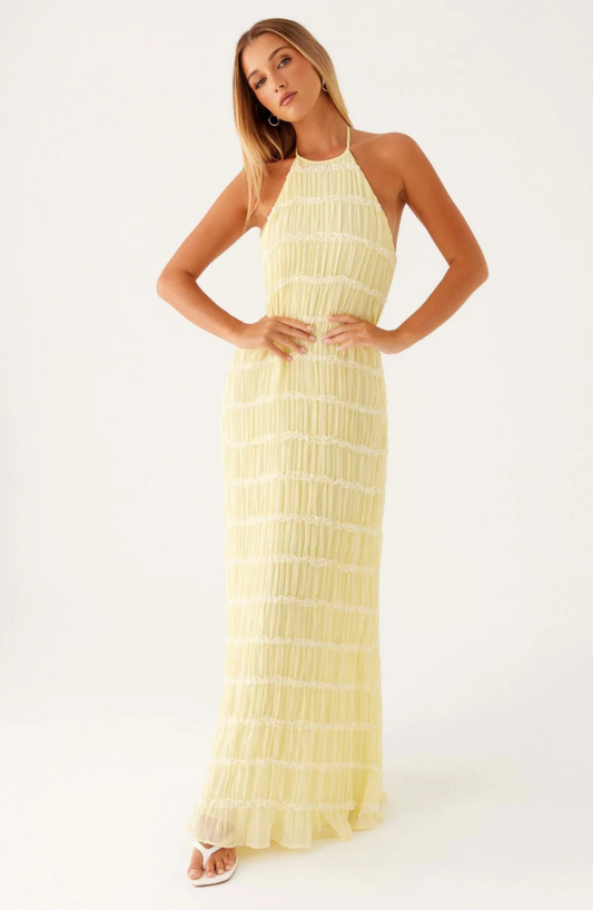 Caroline - Textured Halter Maxi jurk