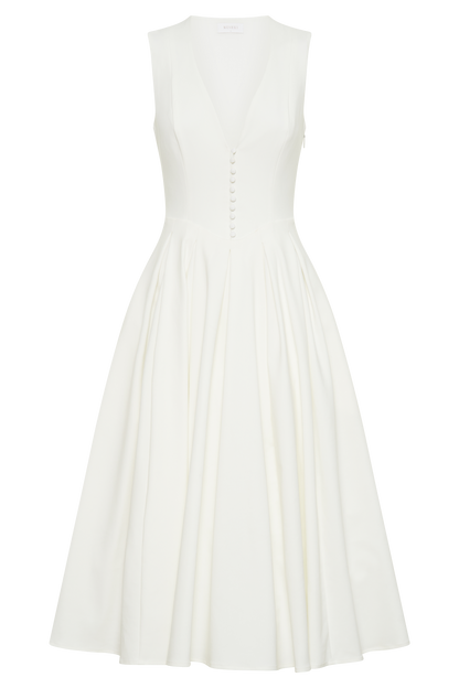 Lunara Midi Dress – White Whisper