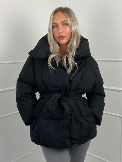 Karly Short Belted Puffer - Jas