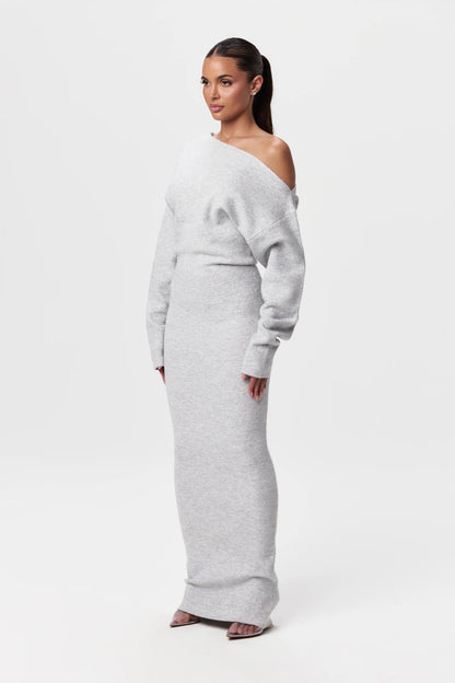 Serena Knit | Off-Shoulder Maxi Jurk