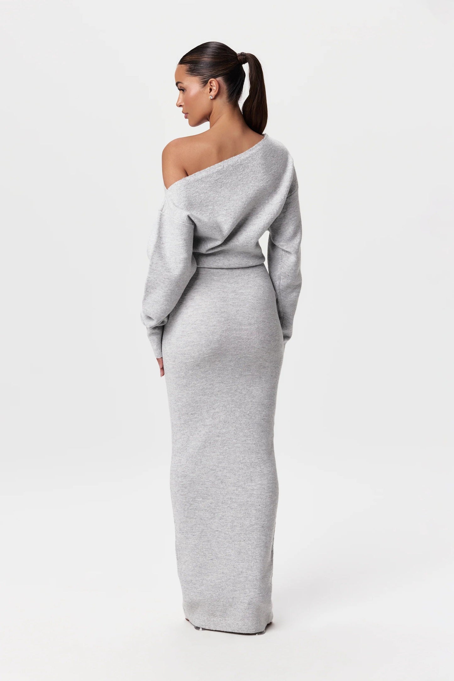 Serena Knit | Off-Shoulder Maxi Jurk