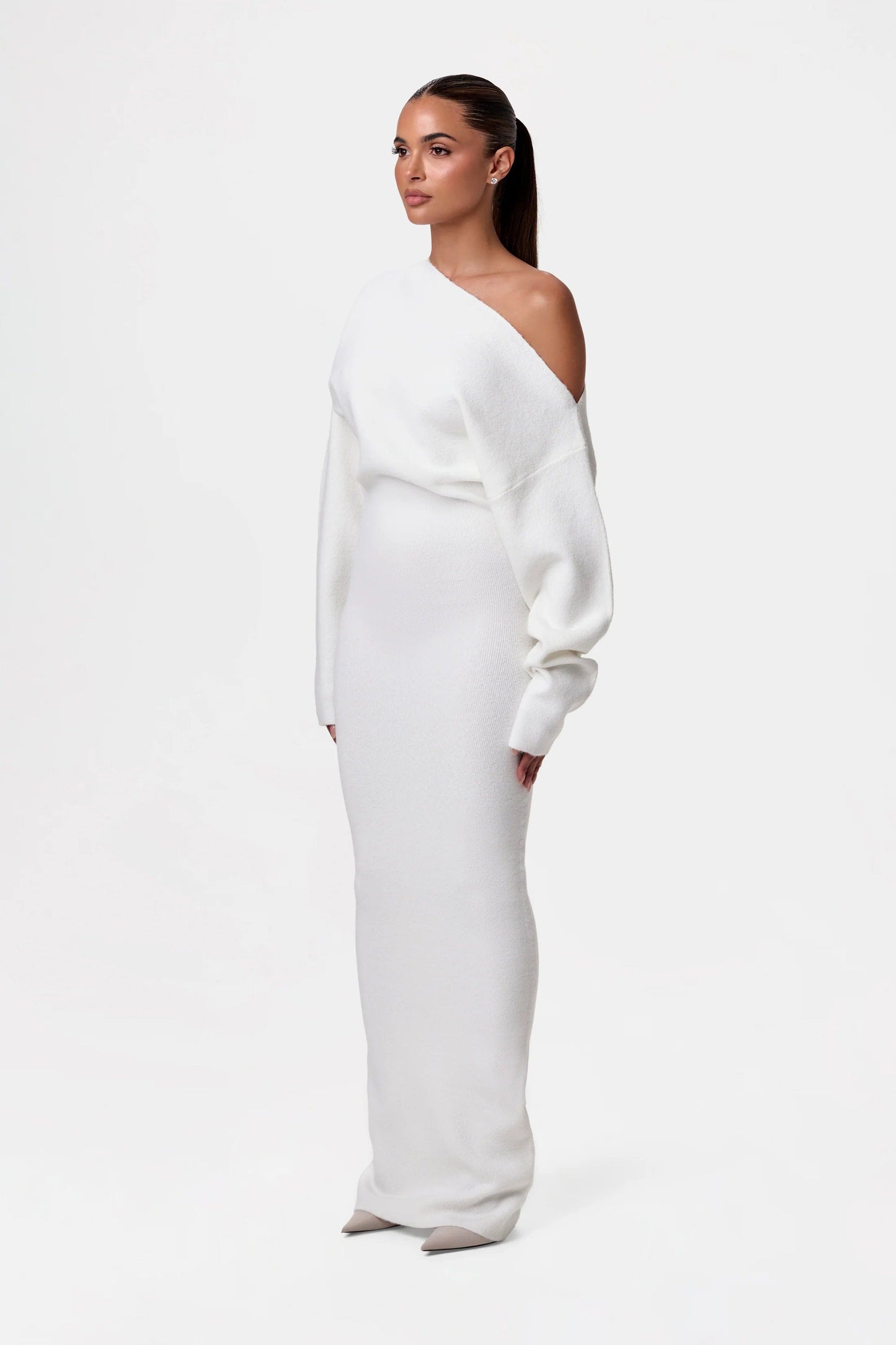 Serena Knit | Off-Shoulder Maxi Jurk