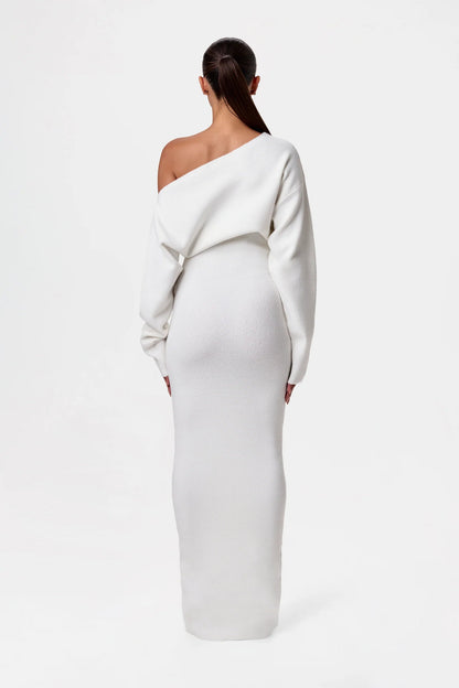 Serena Knit | Off-Shoulder Maxi Jurk