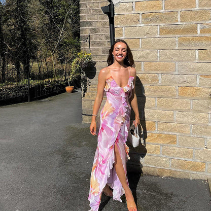 Nylah | Floral Ruffle Maxi Jurk