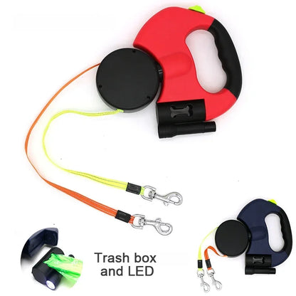 Dual leash with light