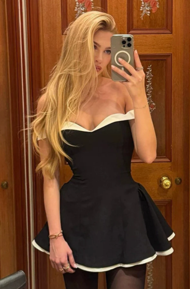 Moonlit Bardot - Mini Jurk