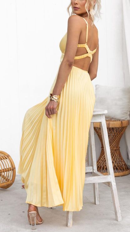 Lucy | Pleated V-Neck Maxi Jurk