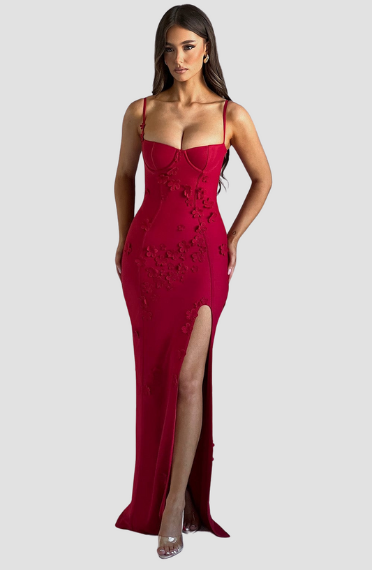 Dalary Maxi Dress - Red Lined