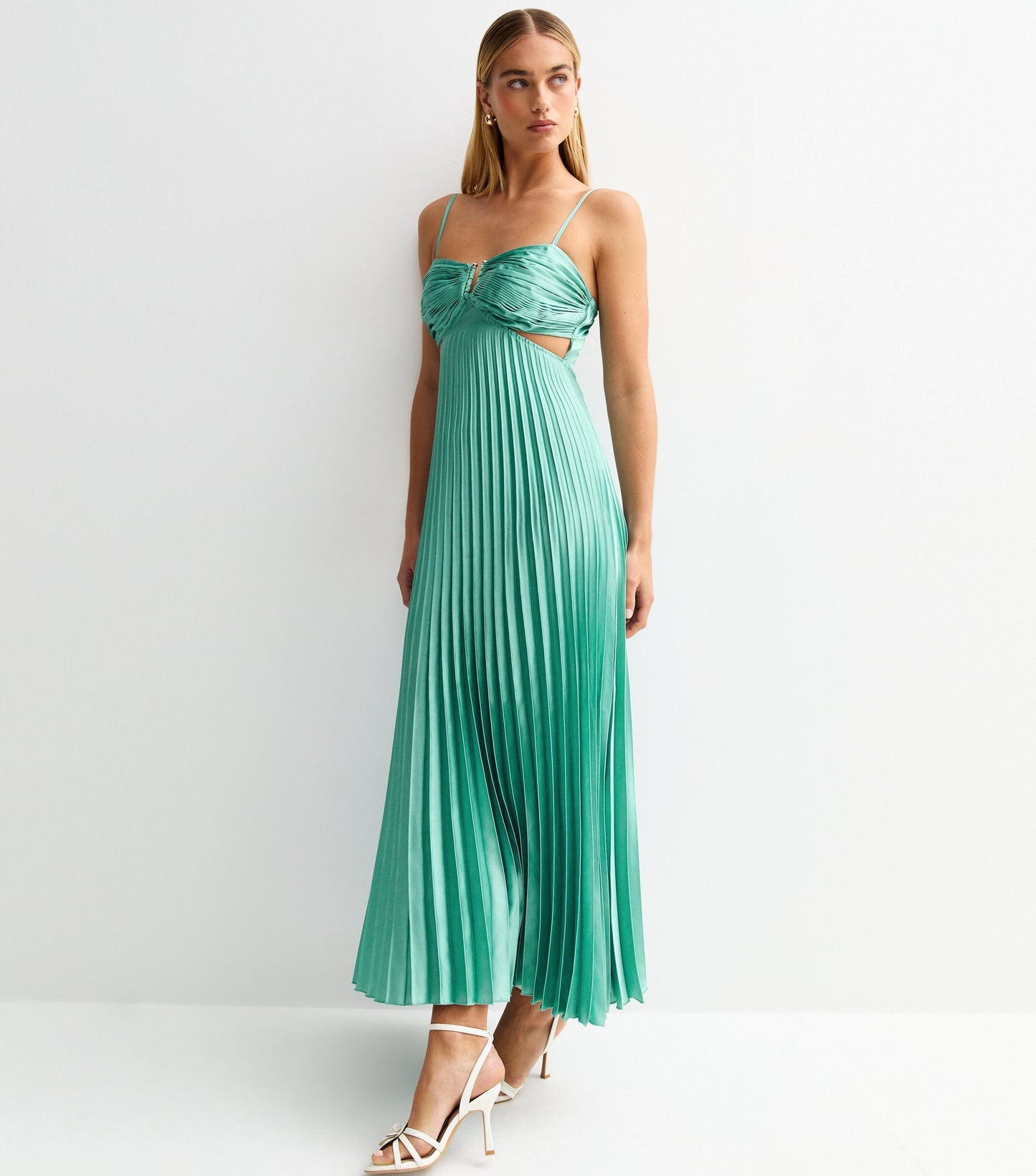 Blue Plisse Midi Dress