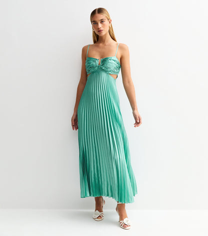 Blue Plisse Midi Dress