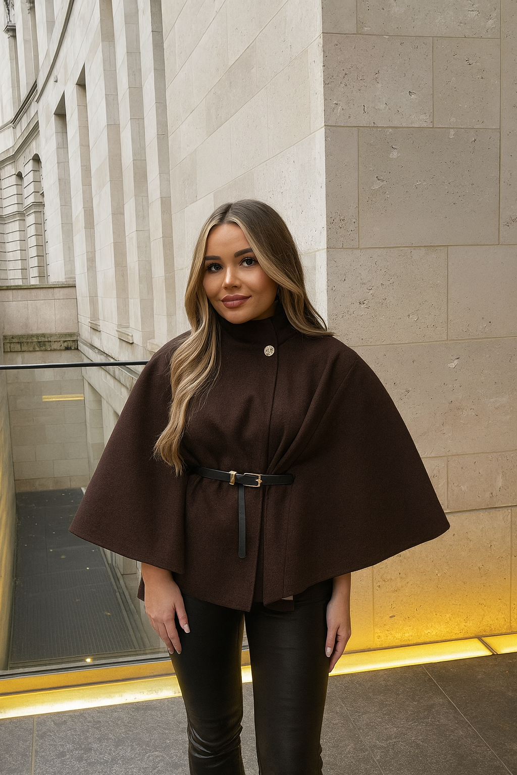 Cozy Ponky – Belted Cape Coat