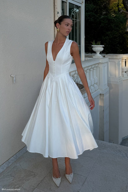 Lunara Midi Dress – White Whisper