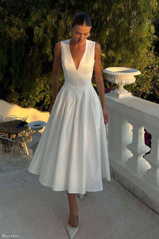 Lunara Midi Dress – White Whisper