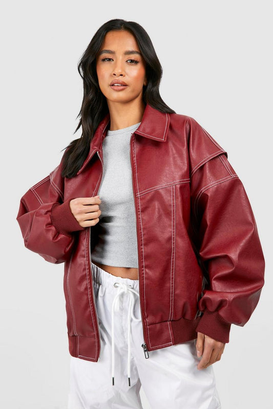 Lara - Leather Bomber Jacket