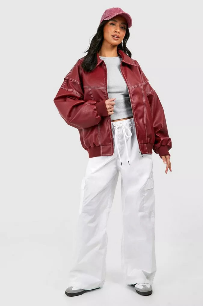 Lara - Leather Bomber Jacket