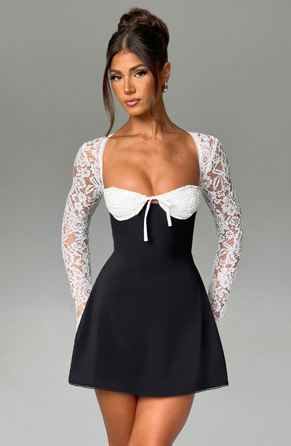 Yulia- Mini robe - Noir/Blanc