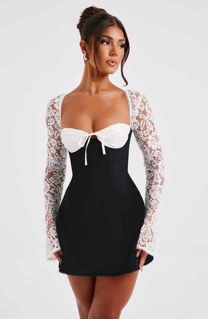 Yulia- Mini robe - Noir/Blanc