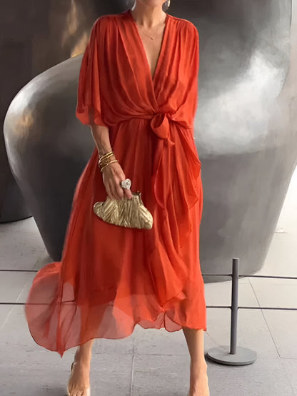 Monica™ | Chiffon jurk met V-hals